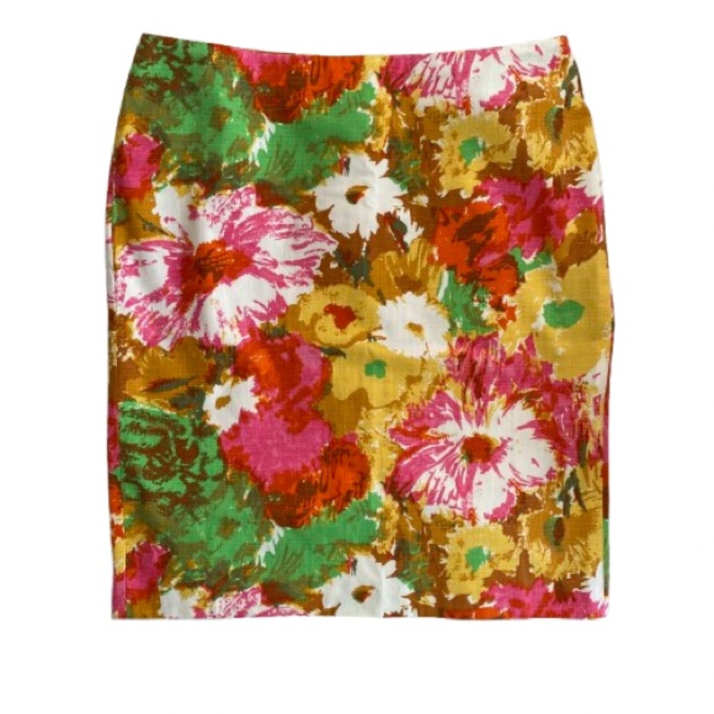 Talbots Women’s Multicolor Floral Pencil Skirt Size 12 Cotton Lined Feminine